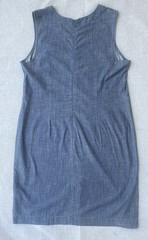 Talbots Blue Cotton Chambray Shift Dress Split Neck Sleeveless Zip Back 16 NWT