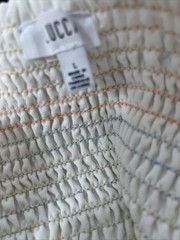 LUCCA womens Ivory Maxi Smoked Dress Size Large Rainbow stitching Sundress New