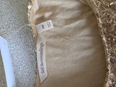 Soft Surroundings Gold Sequin Shift Dress Size PM Petite Medium Long Sleeve NWT