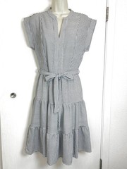 Monteau Los Angeles Dress Size Medium Multi Striped Tiered Tie Belt NEW