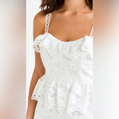 Revolve Likely Leigh White Lace Sleeveless strappy eyelet Midi Dress Size 00 NWT