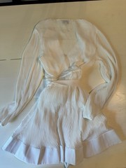 Milly “Liv” Pleated V-Neck Long Sleeve Dress, Bow Accent, Women&rsquo;s 4 MSRP $395