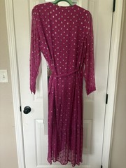 VICI Collection Vibrant Pink And Silver Long Sleeve Wrap Dress