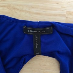 BCBGMAXAZRIA Royal Blue Ruched V Neck Edesa Bodycon Mini Dress Size XXS