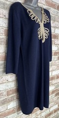 Lilly Pulitzer Devlin Sweater Shift Dress Navy Blue Merino Wool Sz L