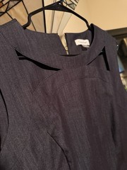 Calvin Klein 14 Blue Solid A-Line Sleeveless Knee Length Zip Dress NWT