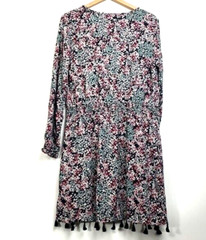 New Knox Women&rsquo;s Vintage Wine Rayon Dress Floral Print Tassels Boho-Size XLG