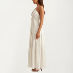 Anna-Kaci Women Halter Neck Tiered Maxi Dress with Twist Front Bodice Flowing