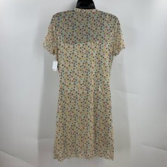 BP Women&rsquo;s Mesh Overlay Dress Ivory Glass Ditsy Crewneck Lettuce Trim SZ 1X NWT