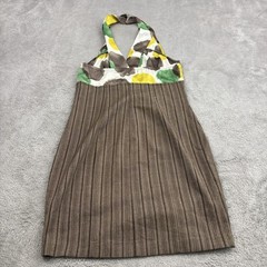 Mustard Seed Halter Button Front Sundress Womens S Brown Stripe Artsy Festival