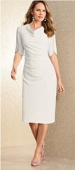 14 Midnight Velvet White Formal Wedding Church Party Pearl Tulip Sleeve Dress