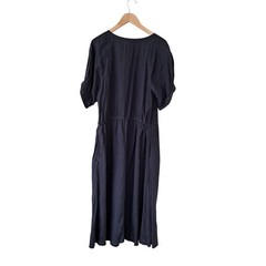 VELVET Graham & Spencer Black 100% Linen Nanette Puff Sleeve Midi Dress Medium