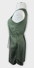 NWT Eddie Bauer Lightweight Tencel Dress Button Tie Belt Sleeveless Green Sz 12
