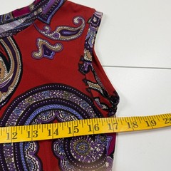 MSK Paisley Sheath Dress Women Size 6 Red Purple Sleeveless Faux Wrap USA Made