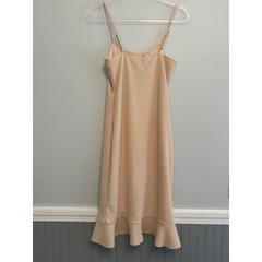 Fletch Stella Ribbed Midi Dress Button Detail Ruffle Slit Bodycon Size M