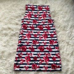 Tabitha Webb Blue Red Striped Floral Sleeveless Sheath Shift Dress