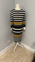 Black, Rust And White Long Sleeve Sweater Dress