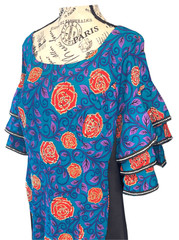Zimbest Creations designer African dress rose print gold studded dress size XL