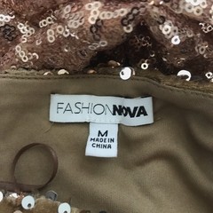 Fashion Nova Gold Sequin Strapless Maxi Dress Back Zip Size M