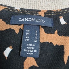 Lands&rsquo; End Faux Wrap Midi Dress – Size 14 – Brown Poppy Print
