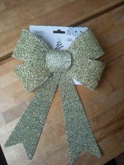 Glitter Tinsel Bow GOLD Dazzling Party and Event Decoration 27cm BRAND NEW