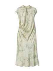 Womens Cheongsam Retro Summer Silk Jacquard Short Sleeve Dress Qipao Tang Dress