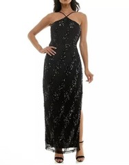 Violet Weekend Halter Neck Sequin Knit Dress Juniors Size NWT $129