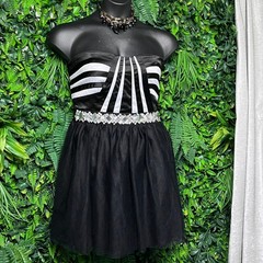 Love Reign Dress 11 Black White Strapless Rhinestone Belt Party Cocktail 3012