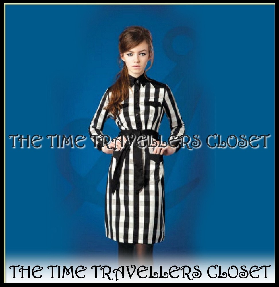 Rare FRED PERRY AMY WINEHOUSE Belted Gingham Shirt Dress Mod 50s Pinup UK 8 36 4