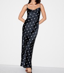 The Occasion By Old Navy Satin Cowl Maxi Dress Navy Polka Dots Size M