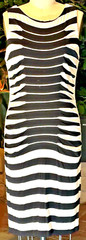 Betsy Johnston Body Con Midi Dress 12 Black & White Sleeveless Ruched Pullover