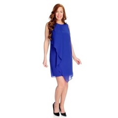 BLUE Sleeveless Dress Draped Front elegant Woman’s Size M New