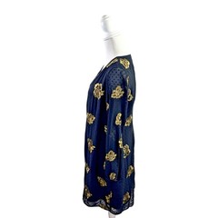 Cabi Occasion Dress in Swiss Dot Black Gold Rose Embroidered Size Small 3697