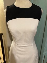 Milly Elegant Tailored Flattering White & Black Sheath Pencil Skirt Dress Size 2
