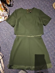 Topshop Bottle Green Short Sleeve Dress. Size 8.
