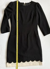 Ted Baker Payton Scallop Detail Shift Dress 3/4 Sleeves Lined Black UK 1 / US 4