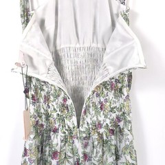 NWT cinq a sept SILK Blend Dover Halter Neck Midi Dress Smocked Waist Size 6