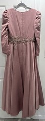 Mac Duggal 11221 Sz 16 Long Sleeve Embellished Waist Gown in Rose Pink