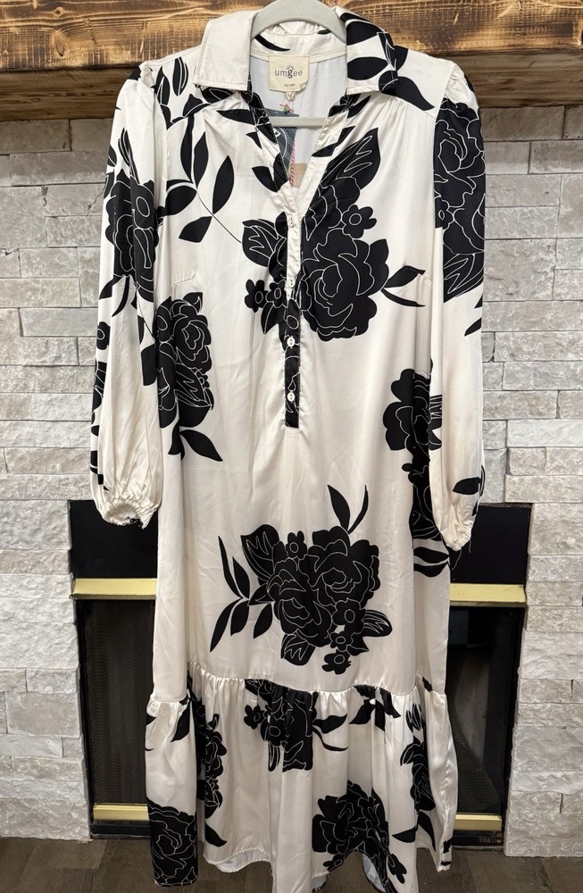 Umgee Satin Floral Dress