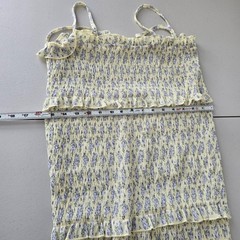 Mable Esme Sleeveless Tiered Ruffle Dress Women&rsquo;s L Yellow Purple Floral Midi