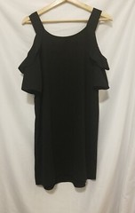 AQUA Cold Shoulder Shift Dress Women XS Black Pullover Knee Length