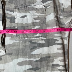Vince Camuto Camo Print Shirt Dress Womens XS Grey Beige Cotton Lyocell Relaxed