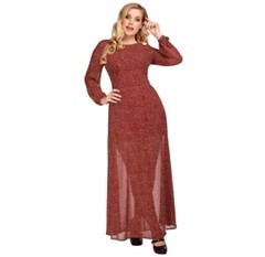 COLLECTIF Vintage Mariana red polkadot long sleeve maxi dress S/6