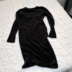 VICI Women&rsquo;s Black Solid Velvet Bodycon Dress Stretch Scoop Neck Long Sleeve S
