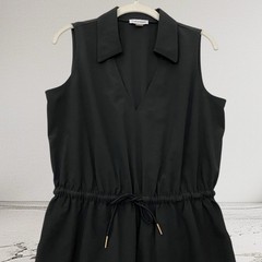 Calvin Klein Drawstring Waist Collard Sleeveless Sheath Dress Size 8 Stretch