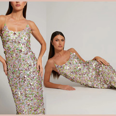 NWT MAC DUGGAL [ 12 ] 6153 Sleeveless Floral Paillette Embellish Mesh Gown S2021