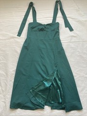 Dress, Bottle Green, Satin and Embroidered Toole, Sleeveless size 14