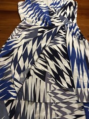 Banana Republic White Blue Striped Drapey Layered V-Neck Dress Size 4