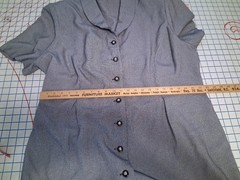 Lady Dorby Button Up Navy Sheath Dress Shoulder Pads Collar Midi Length-22W