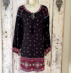 Flying Tomato At Anthropologie Size Small Woman&rsquo;s Gray Red Blue Floral Dress